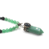 Hexagon Crystal Point Pendant Mala Bead Long Necklace AL350