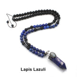 Hexagon Crystal Point Pendant Mala Bead Long Necklace AL350