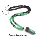 Hexagon Crystal Point Pendant Mala Bead Long Necklace AL350