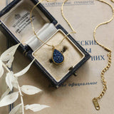 Drop Blue Druzy Charm 18K Necklace AL076