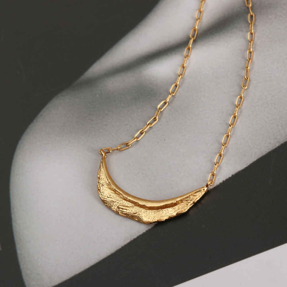 Gold Plated Crescent Moon Chain Necklace AL321