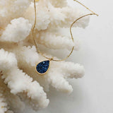 Drop Blue Druzy Charm 18K Necklace AL076