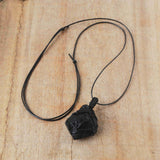 Raw Black Obsidian Wrap Necklace, Adjustable, Healing Rock Gemstone Jewelry HUS225