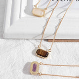 Natural Amethyst Clear Qaurtz Gold Chain Necklace AL052