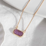 Natural Amethyst Clear Qaurtz Gold Chain Necklace AL052