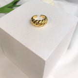 Gold Band Ring in Silver Fashion Jewelry WX1783