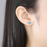 S925 Sterling Silver Four-claw Round Opal Stud Earrings AL100