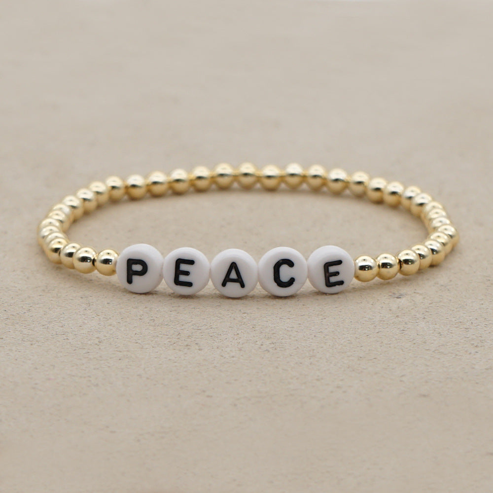 Gold-plated Metal Beaded Boho Chic Letter Friendship Bracelet, Summer Jewelry, beach Jewelry AL002