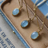 Aquamarine 18K Gold Gemstone Necklace  AL075