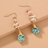 Raw Blue Howlite Natural Pearl Earrings in Gold AL173