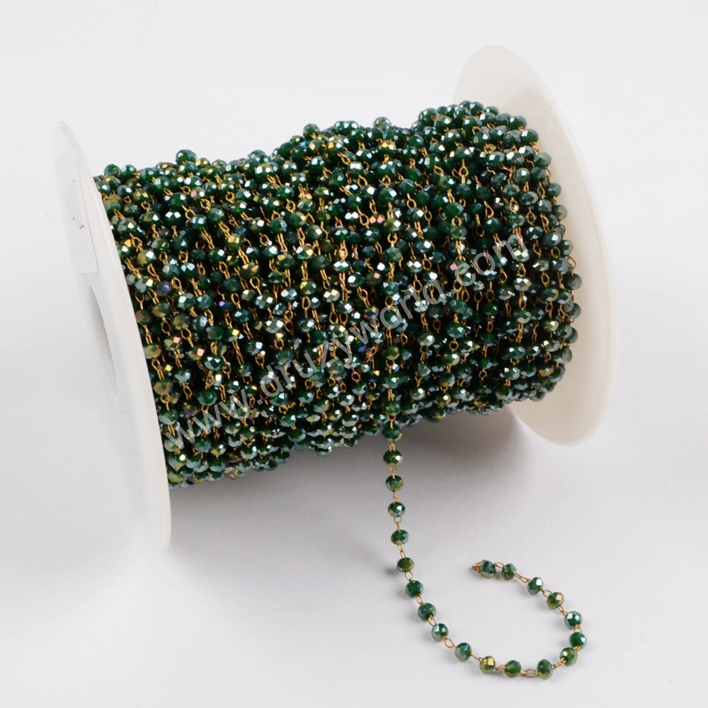 5m/lot,3mm Atrovirens Glass Beads Chains  JT171