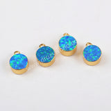 Round White / Blue Opal Charm Gold Plated For Jewelry Making G1469