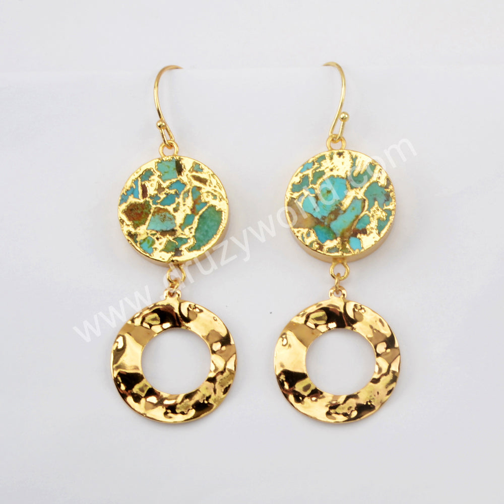 Goldline Turquoise Earrings Dangle Fashion Earrings Gold Plated G1951