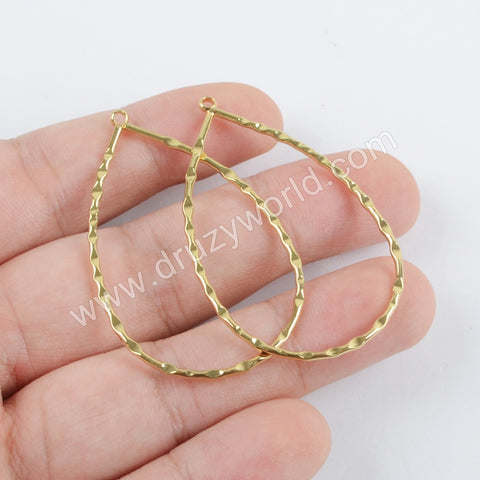 10 Pcs Big Gold Plated Brass Teardrop Charm Findings PJ250