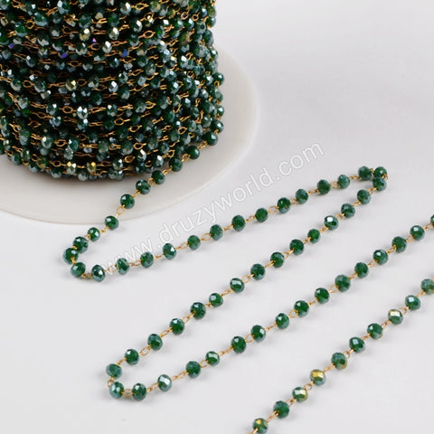 5m/lot,3mm Atrovirens Glass Beads Chains  JT171