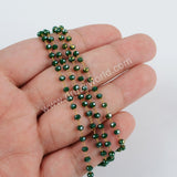 5m/lot,3mm Atrovirens Glass Beads Chains  JT171