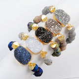 Gold Plated Titanium Druzy Bracelet With 10mm Beads G1536