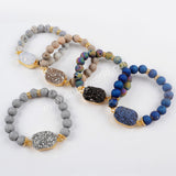 Gold Plated Titanium Druzy Bracelet With 10mm Beads G1536