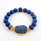 Gold Plated Titanium Druzy Bracelet With 10mm Beads G1536