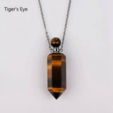 19" Hexagon Point Silver Multi-kind Stone Perfume Bottle Necklace Gemstone bottle necklace WX2091