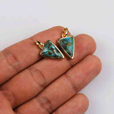 Triangle Gold Bezel Briolette Gemstone Pendant Natural Labradorite Moonstone Copper Turquoise Triangle Pendants ZG0476