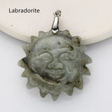 Silver Round Gemstone Pendant, Sun Face Pendant WX2211