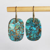 Oval Gold Plated Natural Copper Turquoise Dangle Earrings G2078-6