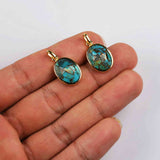 Oval Gold Bezel Briolette Gemstone Pendant Natural Labradorite Moonstone Copper Turquoise Oval Healing Crystal Pendants ZG0475