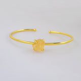 Gold Plated Claw Multi Natural Gemstone Raw Stone Adjustable Bangle Bracelet Jewelry Cuff ZG0451