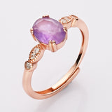 S925 Sterling Silver - Rose Gold Oval Faceted Gemstone CZ Ring, Healing Crystal Jewelry SS207RR