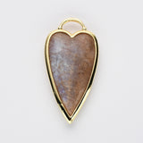 Wholesale Gold Plated Gemstone Long Heart Pendant, Faceted Crystal Stone Pendant WX2180