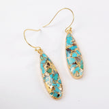 Teardrop Gold Plated Natural Copper Turquoise Earrings G1547-E