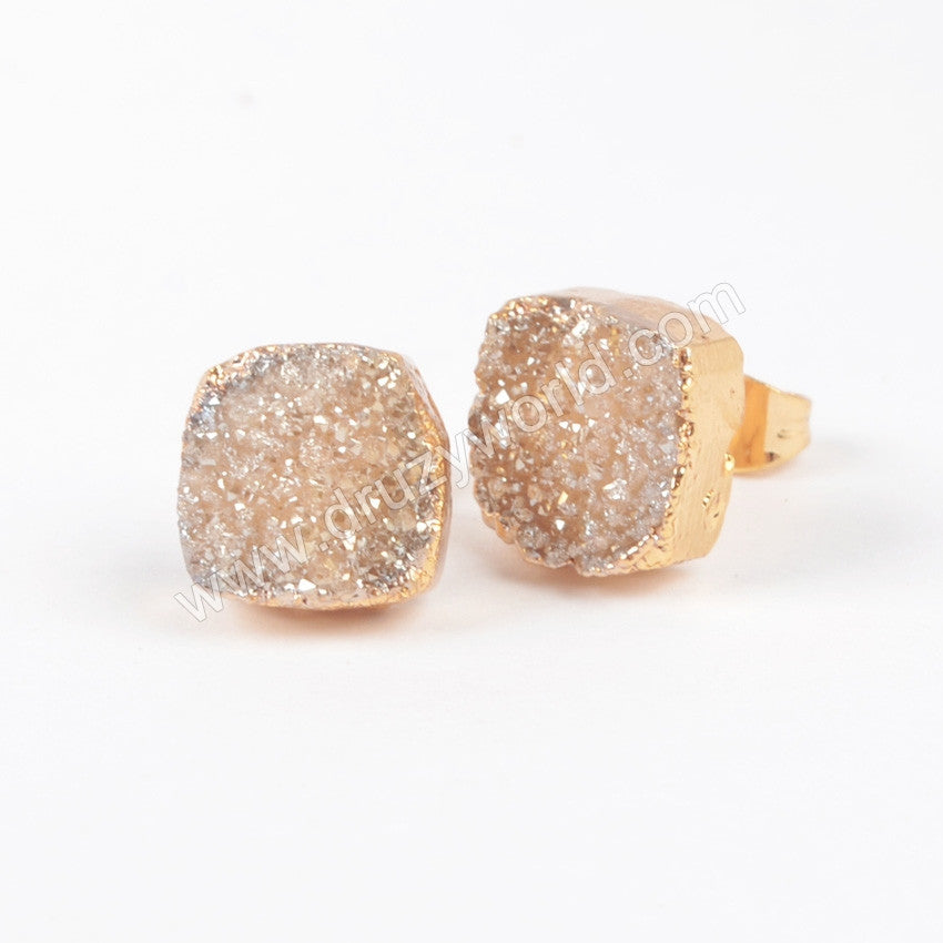 champagne stud earrings