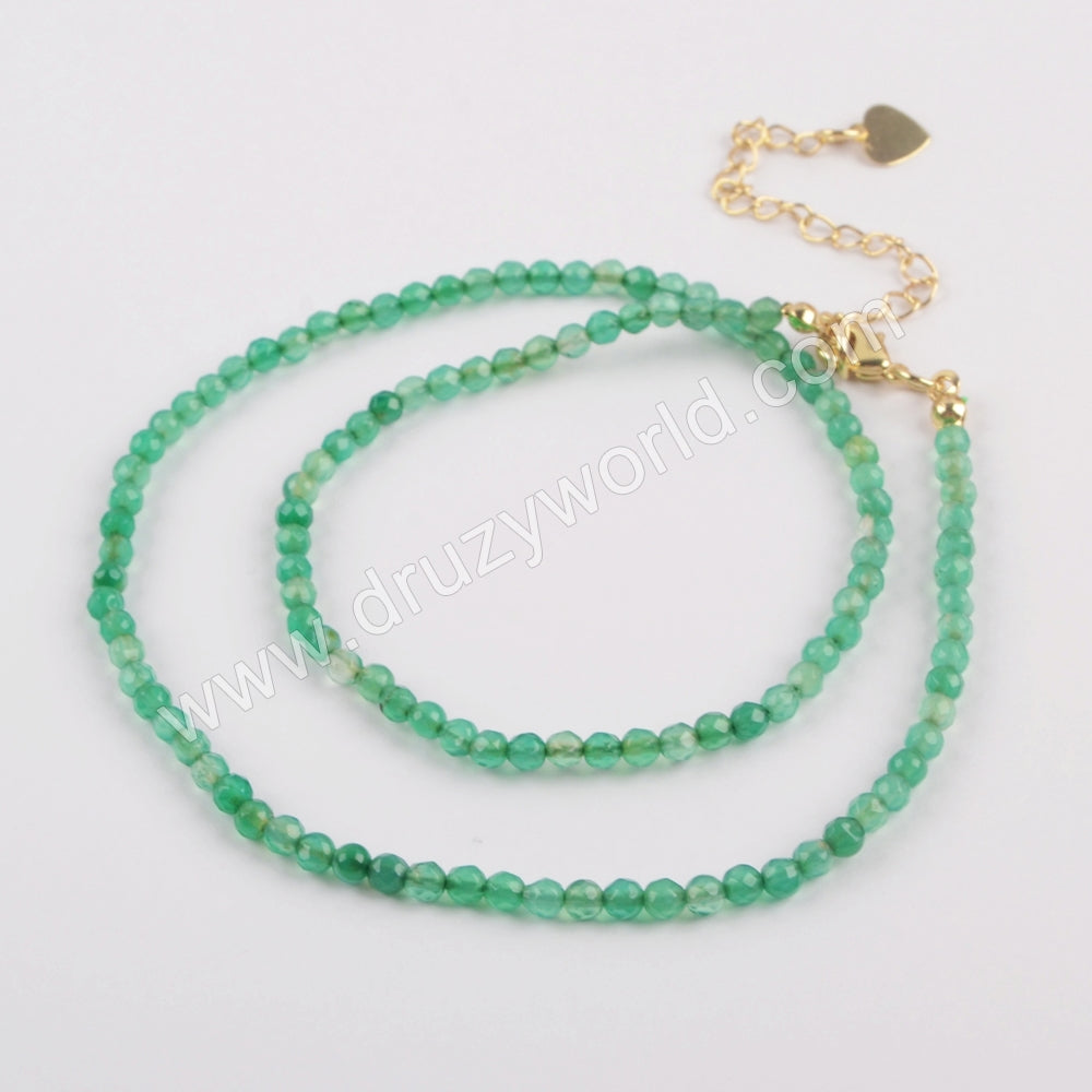 Green Fluorite necklace 18K gold  jewelry for women