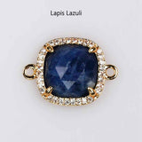 Square Gold Plated Claw Gemstone Faceted CZ Micro Pave Connector briolette crystal stone charms WX2092