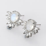 S925 Sterling Silver Moonstone Stud Earrings Zircon Studs, Healing Crystal Jewelry Earrings SS222ES