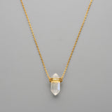 15" Gold Plated Amethyst Moonstone Hexagon Point Necklace CZ Micro Pave, S925 Sterling Silver Necklace, Crystal Gemstone Dainty Jewelry SS225NG