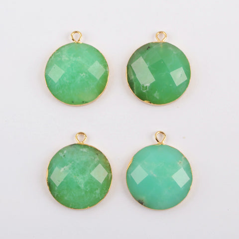 Gold Plated Round Austrlian Jade Faceted Charm G1971