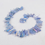 16" Strand Of Rainbow Aura Quartz Titanium Druzy Crystal Point Loose Beads, For DIY Jewelry Making G0796