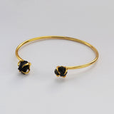 Natural Raw Crystals Bracelets Double-Stones Bracelets Claw Crystal Quartz Cuff Adjustable Bangle ZG0452