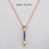 22" Gold Stainless Steel Natural Stone Perfume Bottle Necklace WX2153