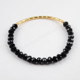 The Gold Tube With Multi-color Faceted Beads Bracelet Bangle G1479