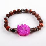 Rainbow Agate Druzy With 8mm Multi-kind Stone Beads Bracelet G1556