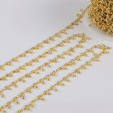 16 Feet of Natural Labradorite Faceted Beads Rosary Chains Finding In Gold Plated JT255