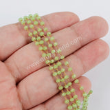 5m/lot,3mm Green Glass Beads Chains  JT173