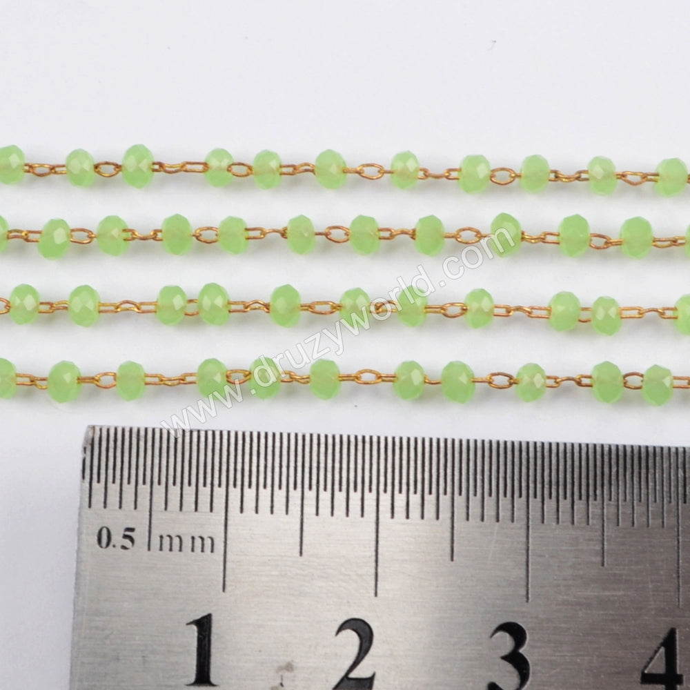 5m/lot,3mm Green Glass Beads Chains  JT173