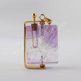 Natural Multi-kind Stones Perfume Bottle Pendant Gold Plated WX1300