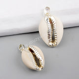 Silver Plated Natural Cowrie Shell Pendant Bead G1522