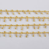 16 Feet of Natural Labradorite Faceted Beads Rosary Chains Finding In Gold Plated JT255