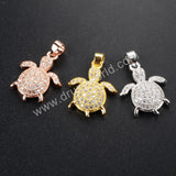 CZ Cubic Zirconia little turtle Pendant WX092